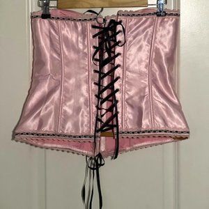 Light Pink Satin Corset with Plastic Boning Size M/L